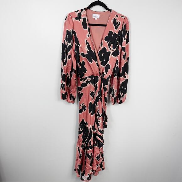 Tanya Taylor Long Sleeve Blaire Dress size 12 black salmon - Picture 1 of 12